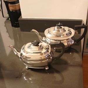 Set of vintage English silverplate tea and coffee pot
